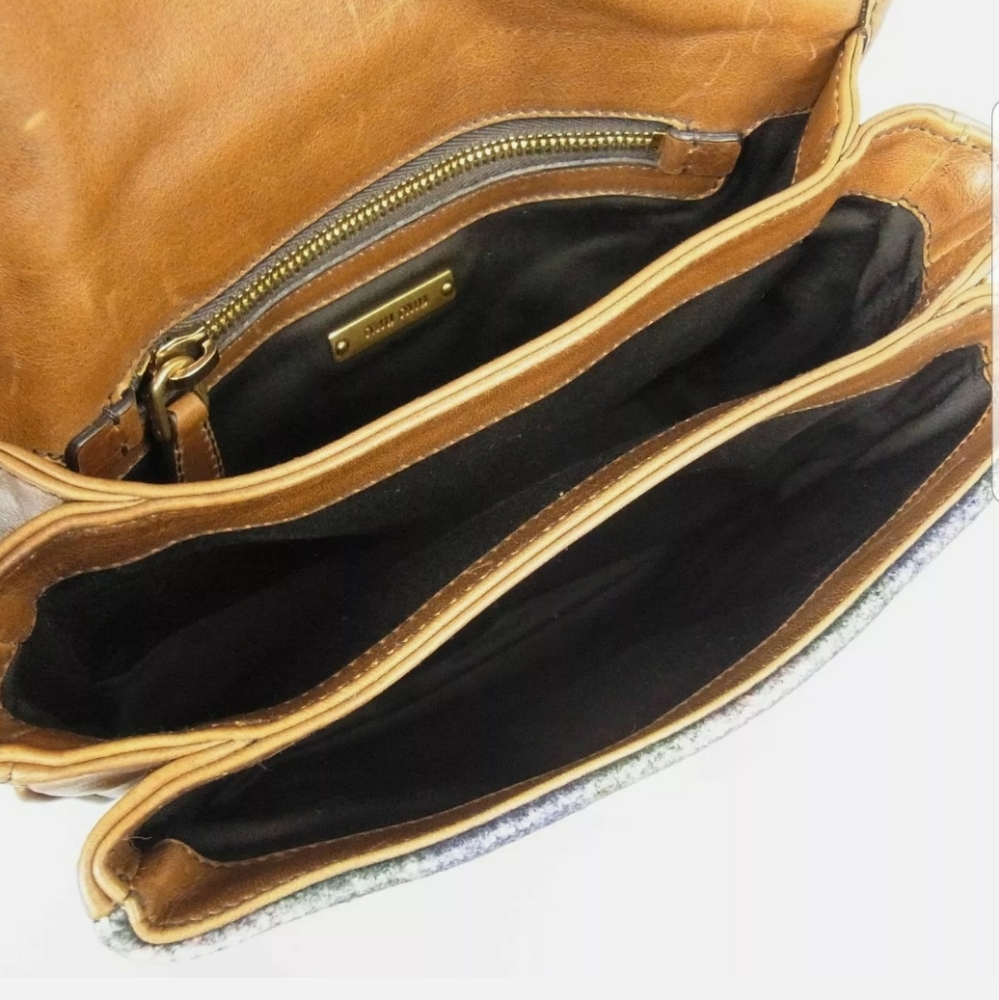 MIU MIU Beautiful Crossbody Fuzzy Leather Purse Gold Hardware Italy - Picture 8 of 11